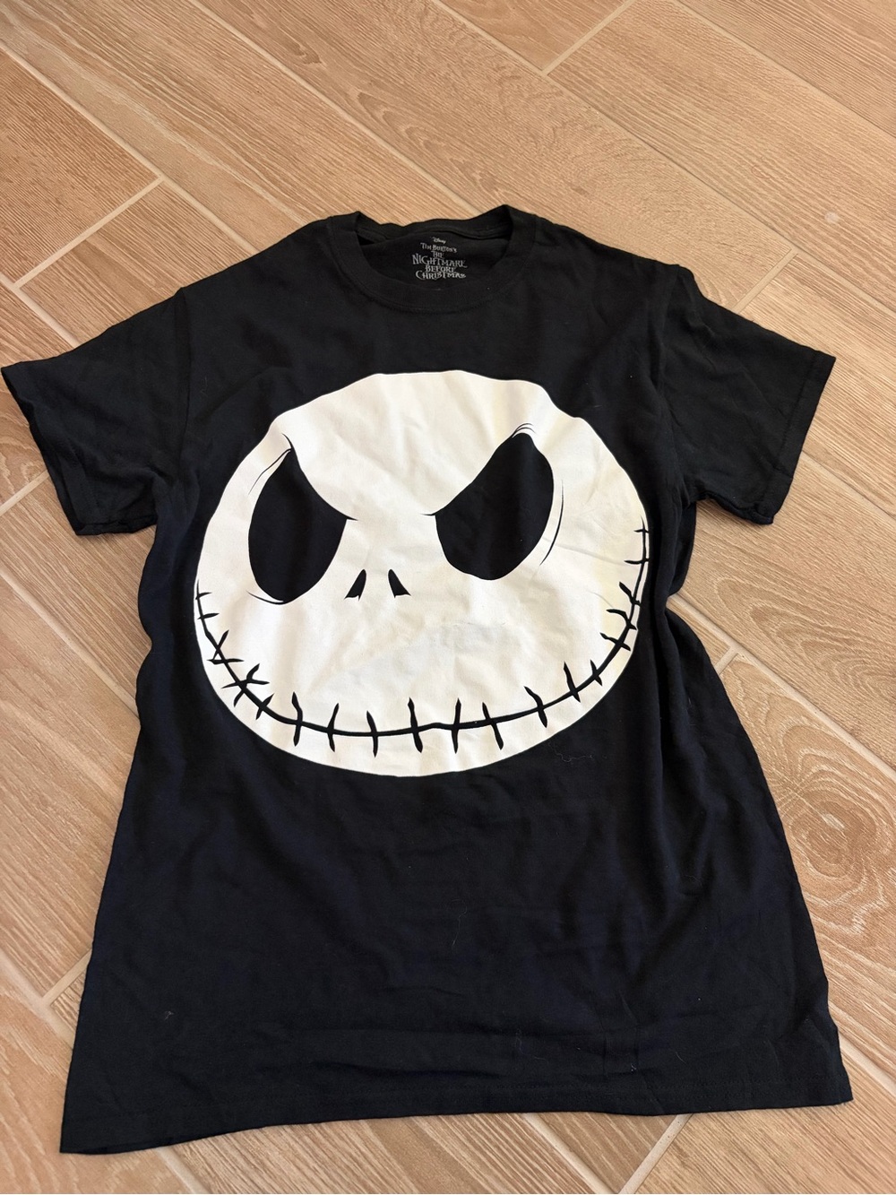 Disney Black Tee with White Jack Skellington Face - Men